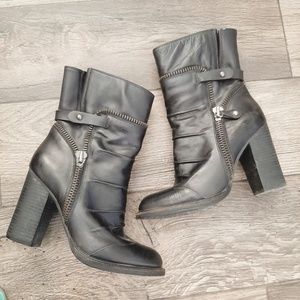 BCBGeneration Clown black leather ankle booties